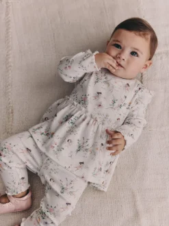 White Fairy Long Sleeve Frill Top And Leggings Baby 2 Piece Set (0mths-2yrs)