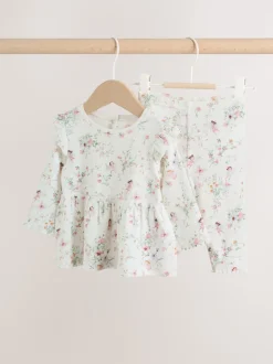 White Fairy Long Sleeve Frill Top And Leggings Baby 2 Piece Set (0mths-2yrs)