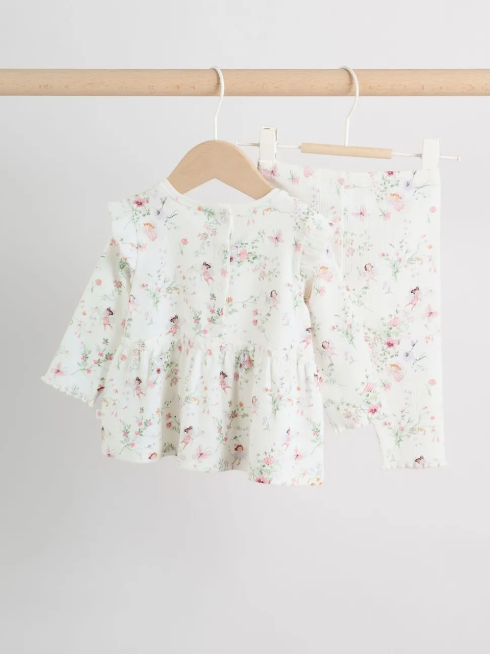 White Fairy Long Sleeve Frill Top And Leggings Baby 2 Piece Set (0mths-2yrs)