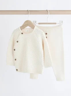 White Knitted Jumper And Trouser Baby Set (0mths-2yrs)