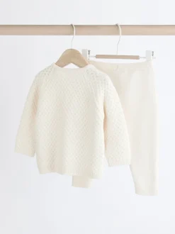 White Knitted Jumper And Trouser Baby Set (0mths-2yrs)