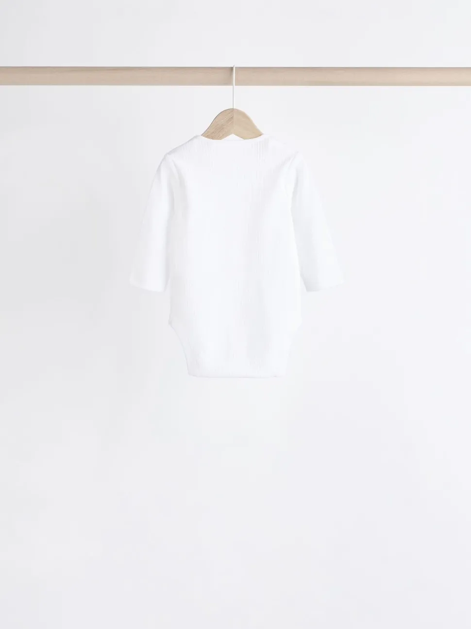White Long Sleeve Rib Baby Bodysuits 5 Pack