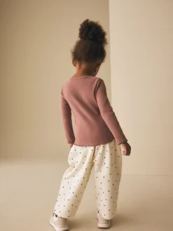 White Mono Spot Bears Embellished Barrel Trousers (3mths-7yrs)