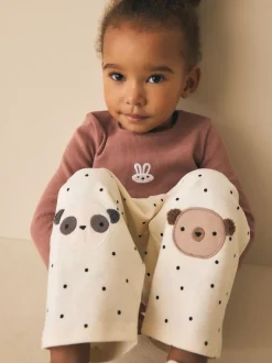 White Mono Spot Bears Embellished Barrel Trousers (3mths-7yrs)