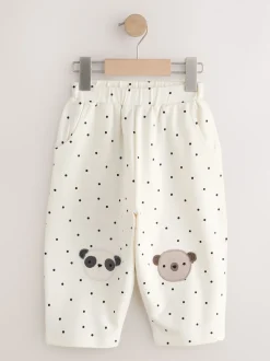 White Mono Spot Bears Embellished Barrel Trousers (3mths-7yrs)