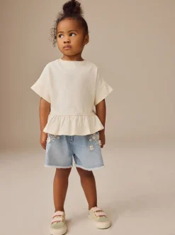 White Short Sleeve Peplum T-Shirt (3mths-7yrs)