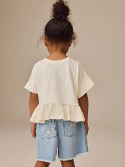 White Short Sleeve Peplum T-Shirt (3mths-7yrs)