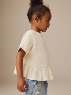 White Short Sleeve Peplum T-Shirt (3mths-7yrs)