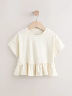 White Short Sleeve Peplum T-Shirt (3mths-7yrs)