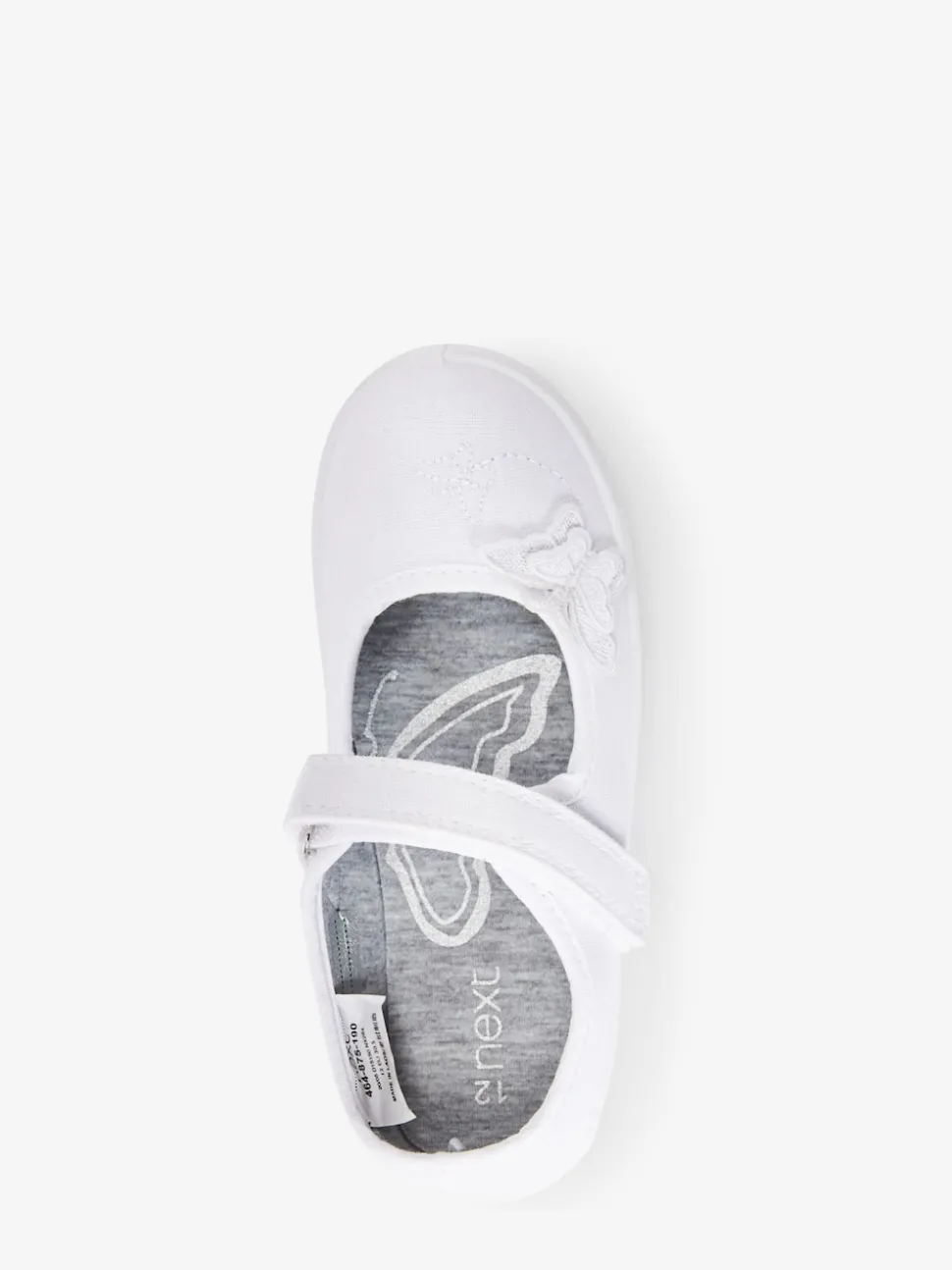 White Standard Fit (F) Butterfly Embroidered School Plimsoll Shoes