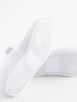 White Standard Fit (F) Butterfly Embroidered School Plimsoll Shoes