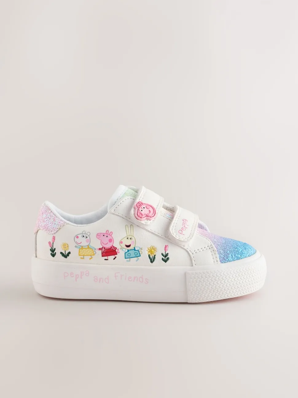 White Standard Fit (F) Peppa Pig Chunky Trainers with Touch Fastening