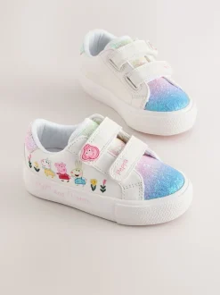 White Standard Fit (F) Peppa Pig Chunky Trainers with Touch Fastening