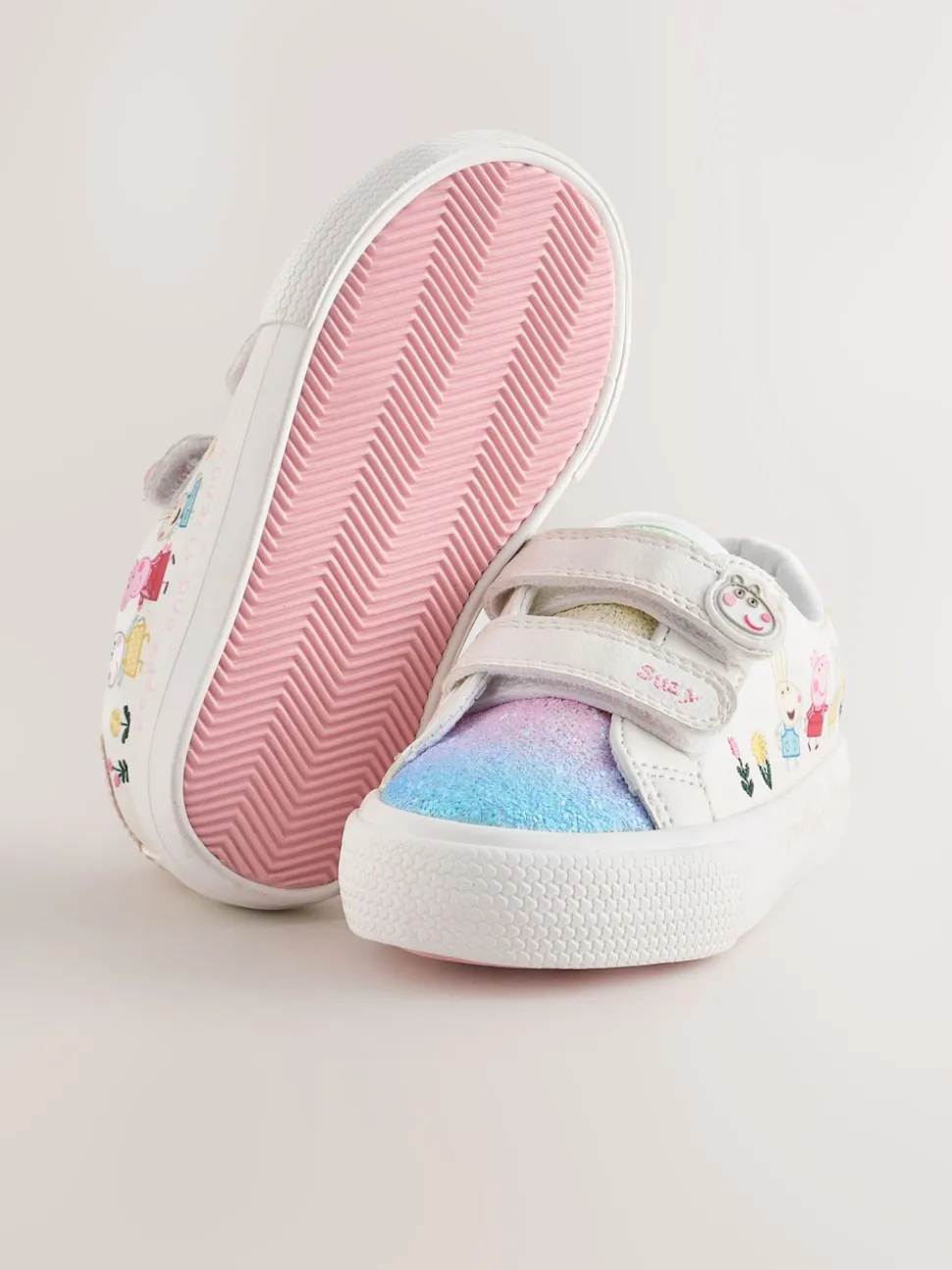 White Standard Fit (F) Peppa Pig Chunky Trainers with Touch Fastening