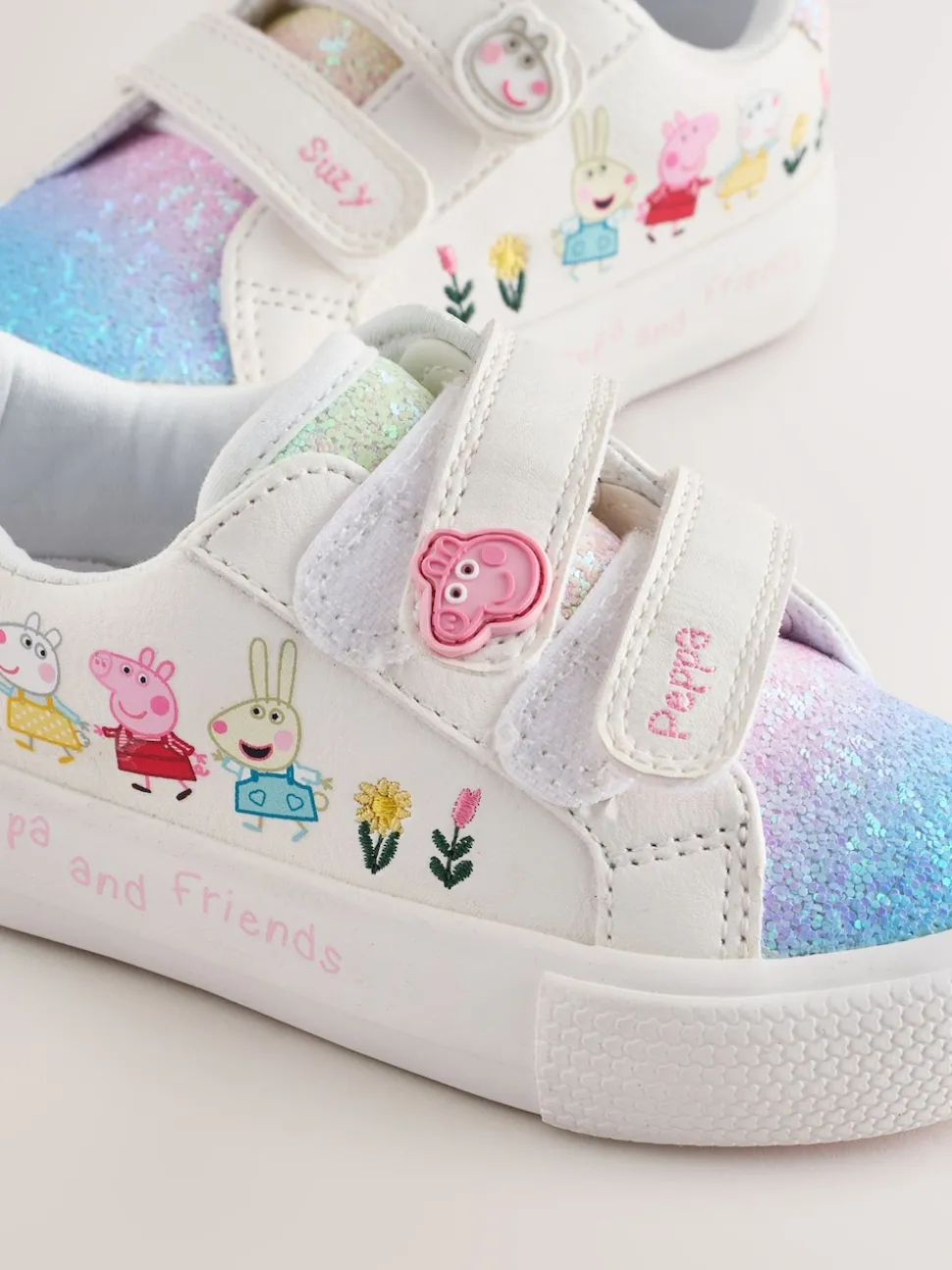 White Standard Fit (F) Peppa Pig Chunky Trainers with Touch Fastening