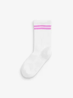 White with fluorescent stripe 3 Pack Cotton Rich Cushioned Sole Ankle Socks