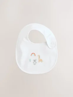 White Animal Print Baby Bibs 5 Pack