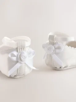 White Baby Bow Occassion Shoes (0-24mths)