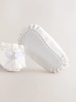 White Baby Bow Occassion Shoes (0-24mths)