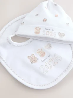 White Baby Sleepsuit and Hat Set (0-12mths)