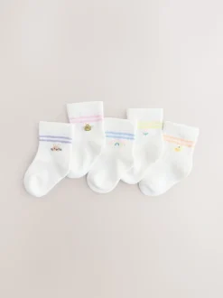 White Baby Socks 5 Pack (0mths-2yrs)