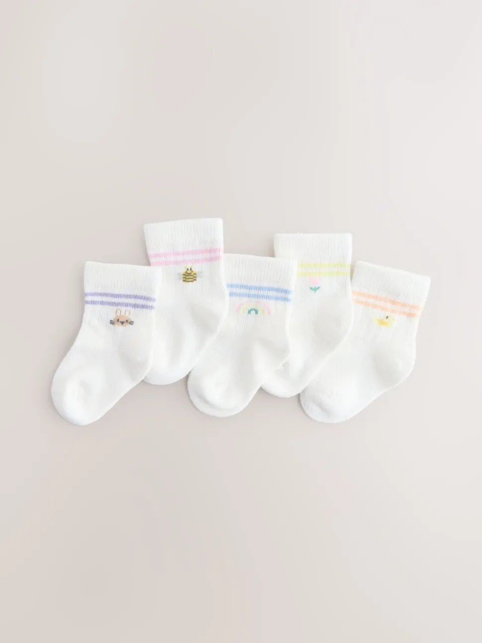 White Baby Socks 5 Pack (0mths-2yrs)