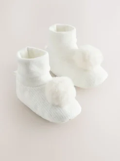 White Baby Sock Top Boots (0-18mths)