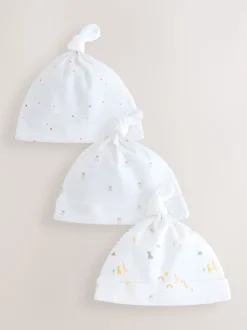 White Baby Tie Top Hats 3 Pack (0-12mths)