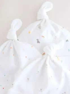 White Baby Tie Top Hats 3 Pack (0-12mths)