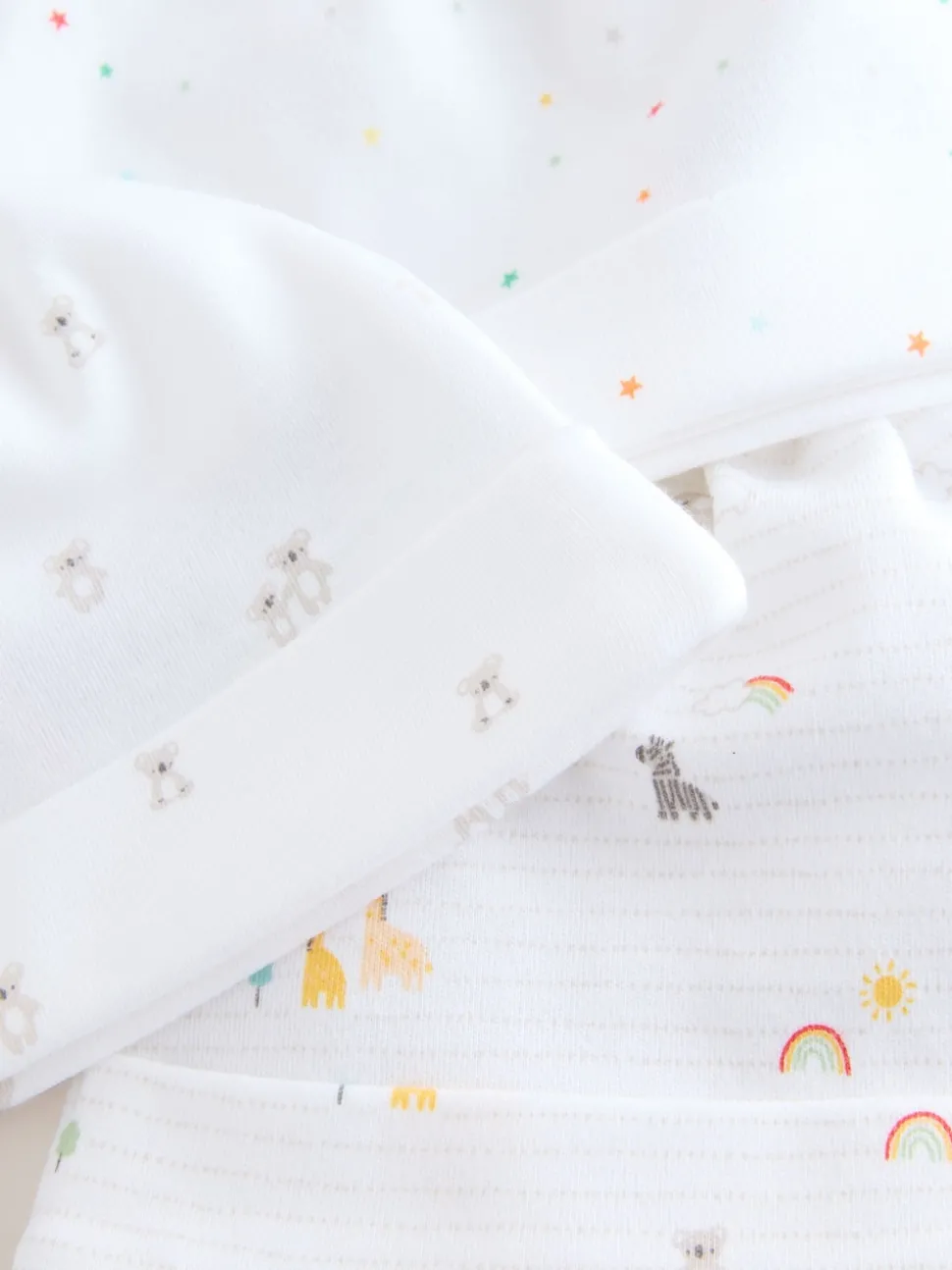 White Baby Tie Top Hats 3 Pack (0-12mths)