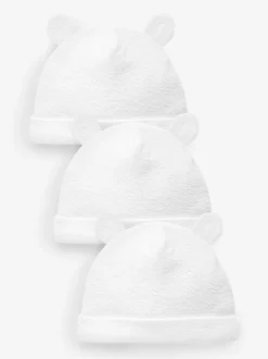 White Beanie Jersey Baby Hats 3 Pack (0-12mths)