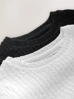 White/Black Textured Tops 2 Pack (3-16yrs)