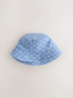 White/Blue Baby Bucket Hats 2 Pack (0mths-2yrs)