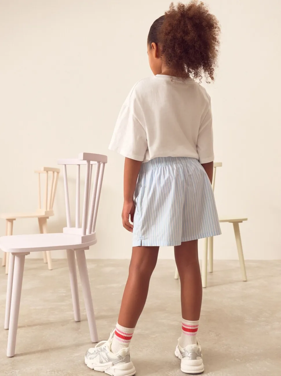 White/Blue Chilli Oversized 100% Cotton Graphic T-Shirt & Woven Shorts (3-16yrs)