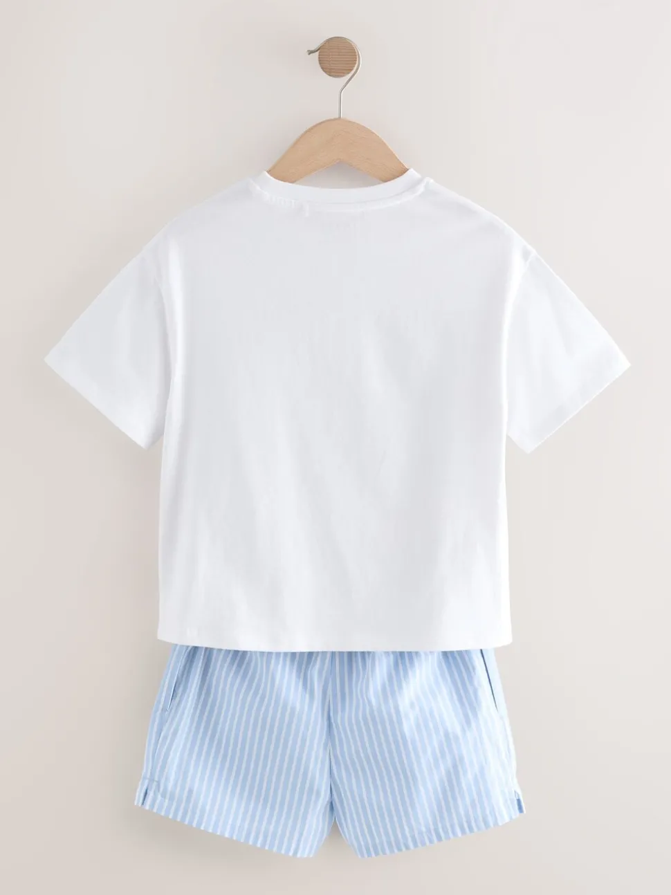 White/Blue Chilli Oversized 100% Cotton Graphic T-Shirt & Woven Shorts (3-16yrs)