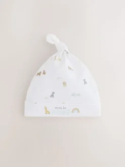 White Born in 2025 Hat and Bib Baby Set 2 Piece (0-12mths)