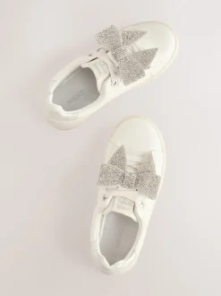 White Bow Standard Fit (F) Occasion Lace-Up Trainers