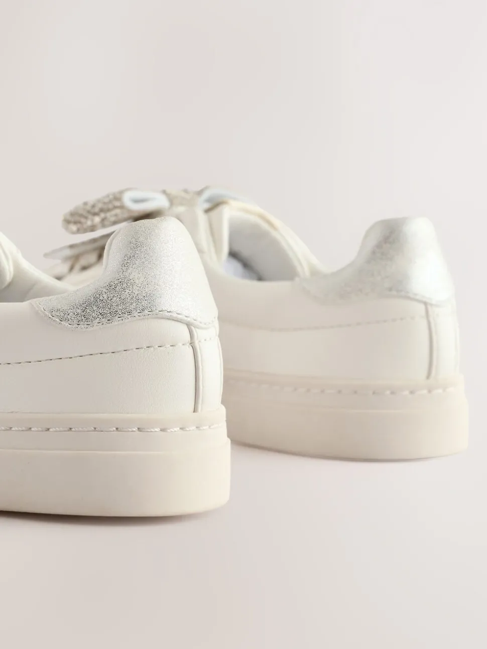 White Bow Standard Fit (F) Occasion Lace-Up Trainers