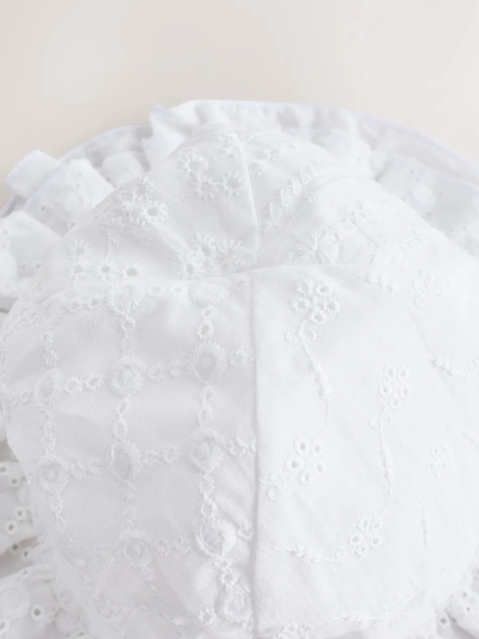 White Broderie Bucket Baby Hat (0mths-2yrs)