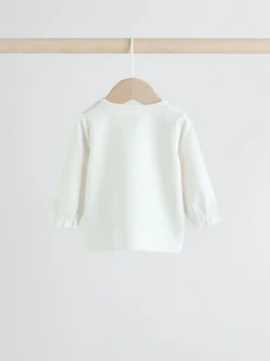 White/Brown Baby Long Sleeve Top and Trousers Set 2 Piece (0mths-2yrs)