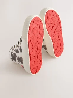 White/Brown Cow Printed Standard Fit (F) Lace Up High Top Trainers