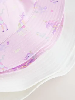 White Bucket Hats 2 Pack (3mths-16yrs)