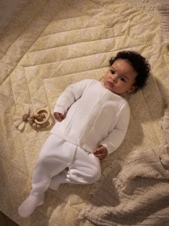 White Cable Knitted Baby Cardigan