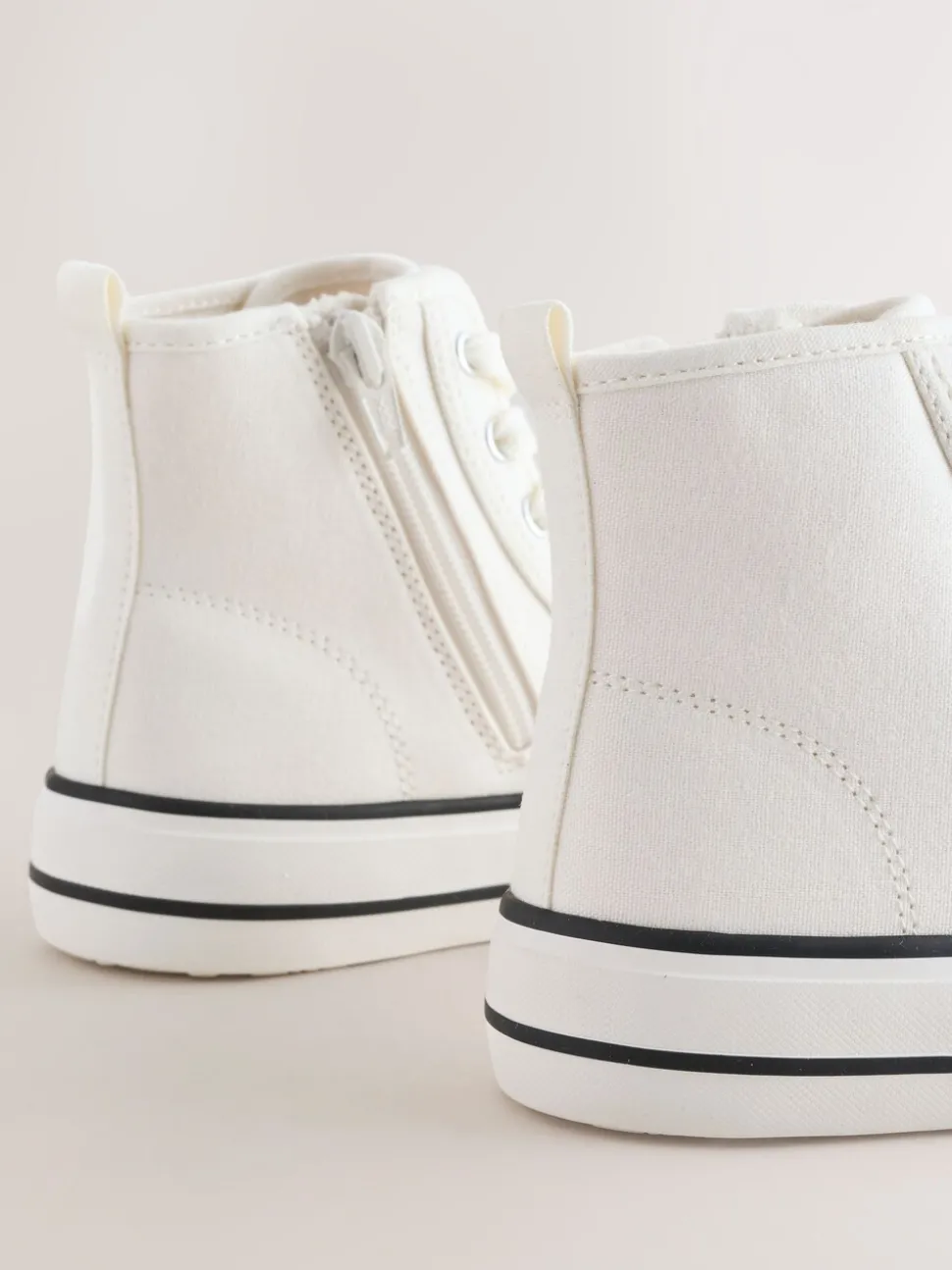 White Canvas Standard Fit (F) Lace Up High Top Trainers
