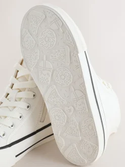 White Canvas Standard Fit (F) Lace Up High Top Trainers