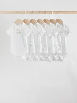 White Character 7 Pack Baby Short Sleeve Bodysuits