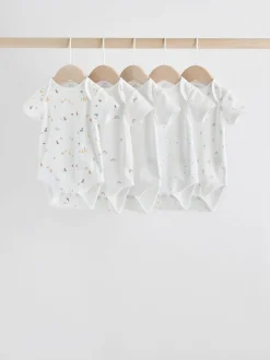 White Character 5 Pack Baby Short Sleeve Bodysuits