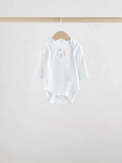 White Character 5 Pack Long Sleeve 100% Cotton Baby Bodysuits