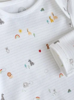 White Character 5 Pack Long Sleeve 100% Cotton Baby Bodysuits