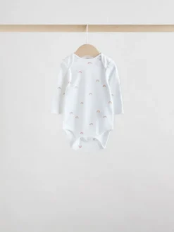 White Character 5 Pack Long Sleeve 100% Cotton Baby Bodysuits